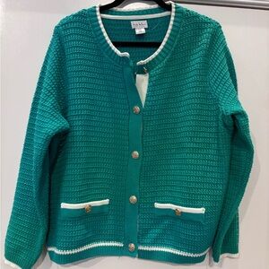 Nicole Miller Turquoise Button Cardigan